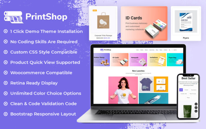 Printzy - Baskı Mağazası ve Tasarım Hizmeti WooCommerce Elementor Teması