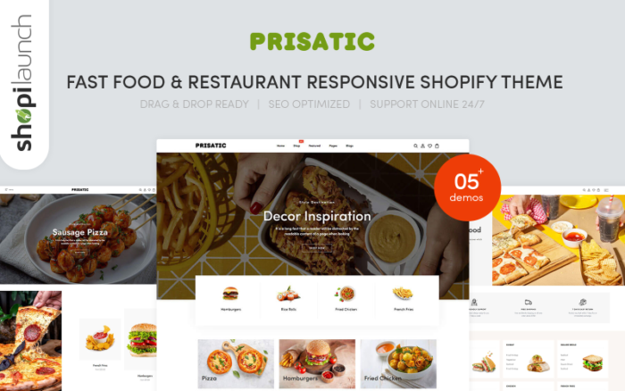 Prisatic - Fast Food ve Duyarlı Restoran Shopify Teması