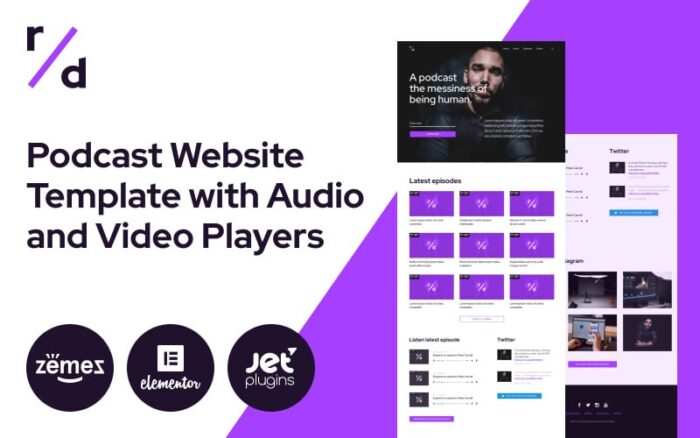 Richard Dream - Ses ve Video Oynatıcılı Podcast Web Sitesi Şablonu WordPress Teması