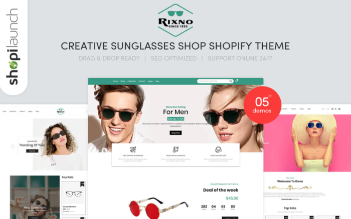 Rixno - Yaratıcı Güneş Gözlüğü Shopify Teması