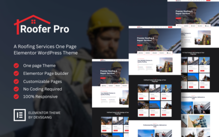 Roofer Pro - Çatı Hizmetleri Elementor WordPress Teması