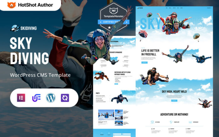 Skidiving - Skydiving Macerası ve Paraşüt WordPress Elementor Teması