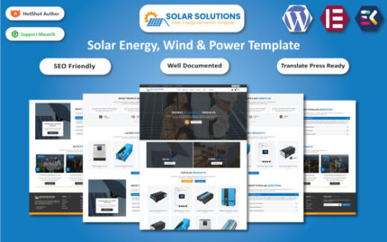 Solar Çözümler - Güneş Enerjisi, Rüzgar ve Enerji WooCommerce Elementor Şablonu