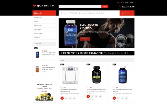 Spor Beslenmesi - Güvenilir Spor Beslenmesi OpenCart Şablonu