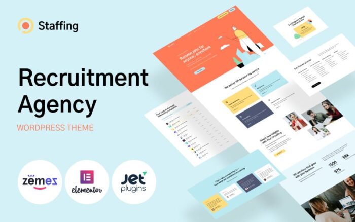 Staffing - Recruitment Agency Web Sitesi Şablonu WordPress Teması