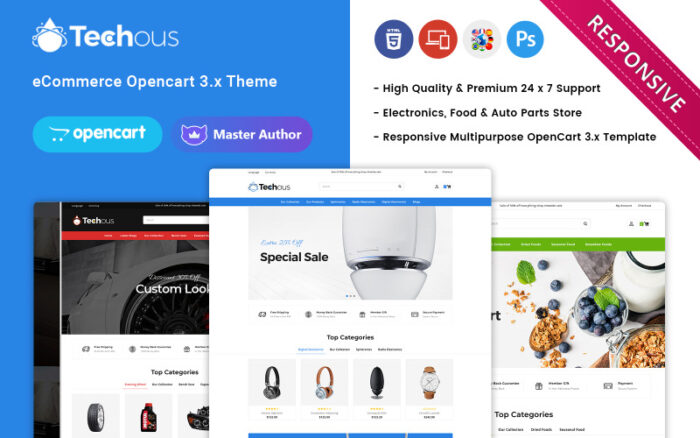 Techous Megashop - Duyarlı Opencart Teması