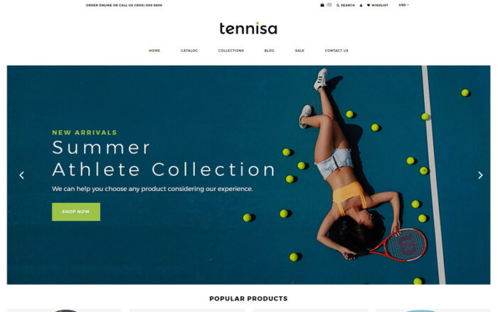 Tennisa - Tennis Store Clean Shopify Teması