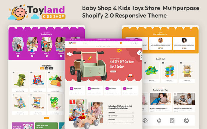 Toyland - Bebek Mağazası ve Çocuk Oyuncak Mağazası Çok Amaçlı Shopify 2.0 Duyarlı Teması