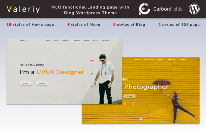 Valeri | Blog WordPress Temalı Çok İşlevli Kişisel İşletme Açılış sayfası