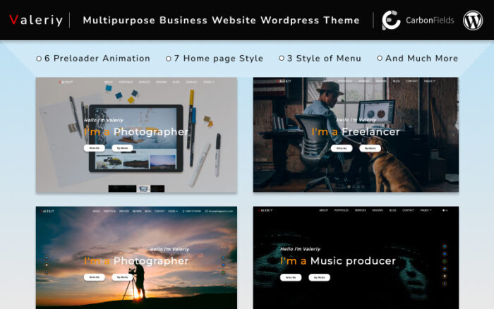 Valeri | Blog WordPress Teması ile Çok Amaçlı Kişisel ve İş