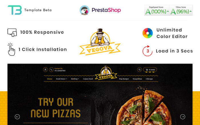 Vegova Food and Restaurant PrestaShop Teması