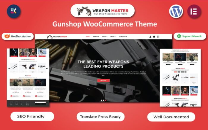 Weapon Master - Silahlar ve Atıcılık WooCommerce Elementor Şablonu