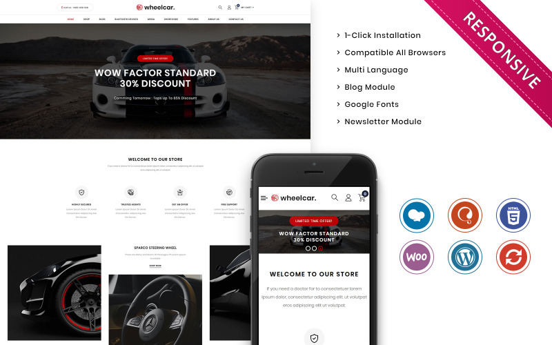 Wheelcar - Otomobil Mağazası Premium WooCommerce Şablonu