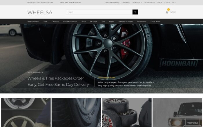 Wheelsa - Arabalar ve Motosikletler Kullanıma Hazır Temiz OpenCart Şablonu