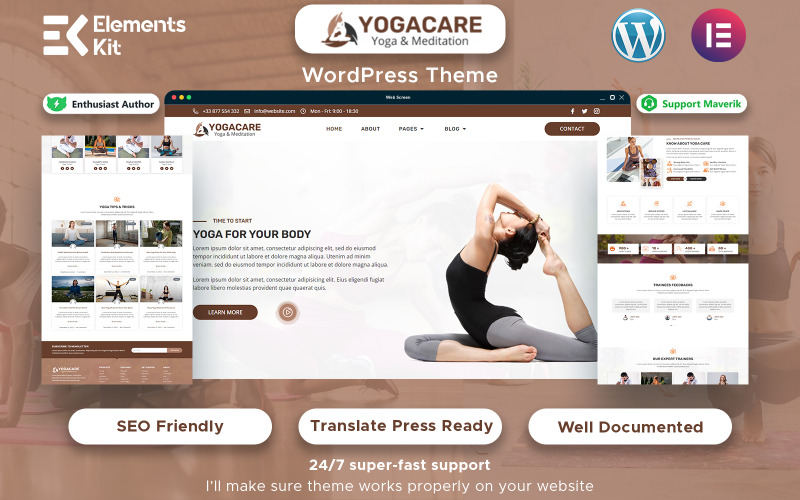 Yoga Bakımı - Yoga ve Meditasyon WordPress Elementor Şablonu