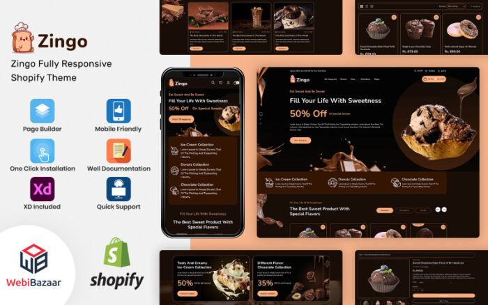 Zingo - Cakes, Sweets & Chocolate Shopify 2.0 Teması