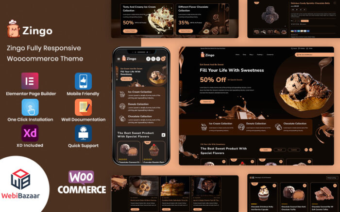 Zingo - Pastalar, Tatlılar ve Çikolata WooCommerce Teması